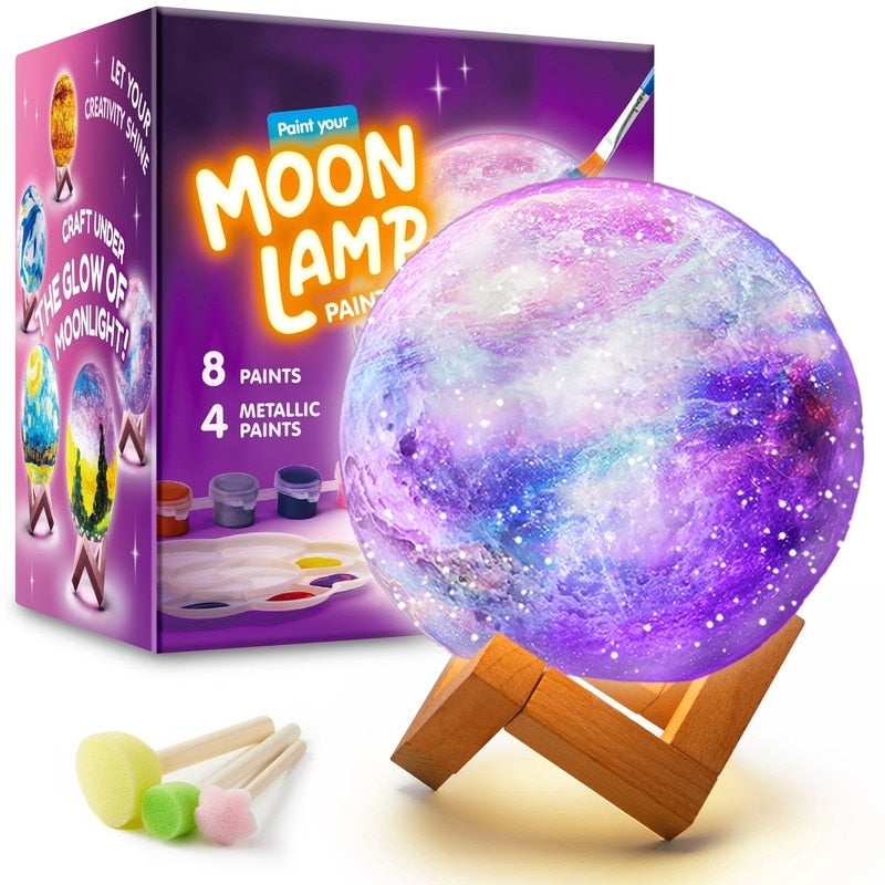 Diy 3D Moon Night Light Kit For Kids Girls Boys White
