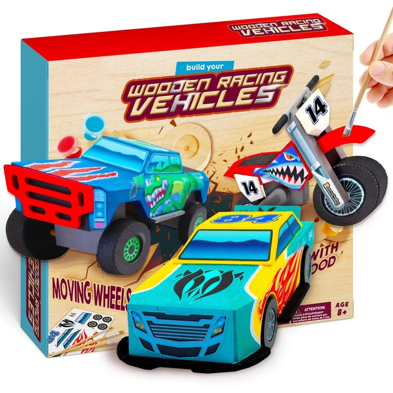 Diy Wooden Race Car Kit Multicolor