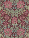 Pure Honeysuckle & Tulip Wallpaper by Morris & Co. Swatch, Burgundy