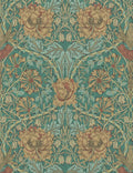 Pure Honeysuckle & Tulip Wallpaper by Morris & Co. Swatch, Emerald