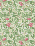 Arbutus Wallpaper by Morris & Co. Swatch, Olive And Pink