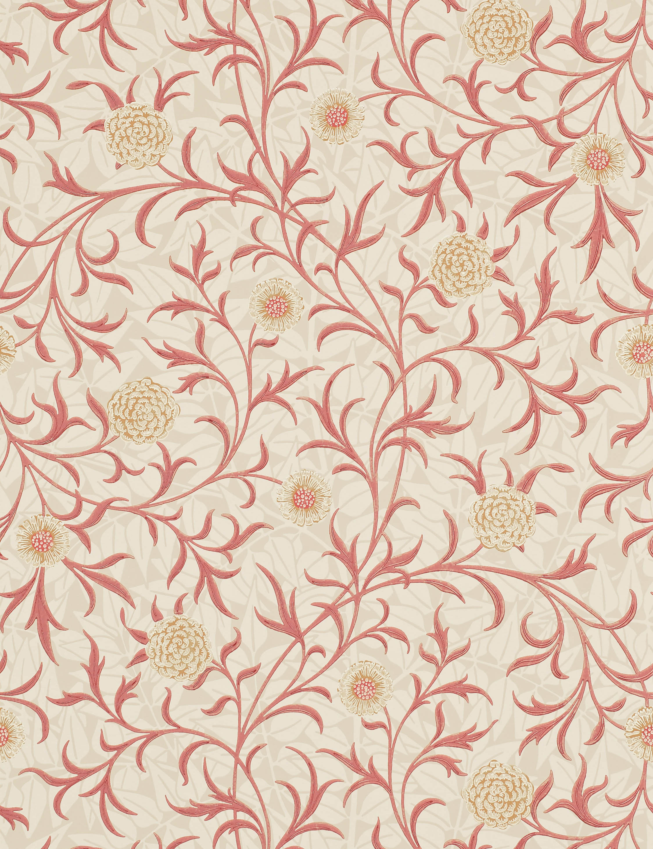 Scroll Wallpaper by Morris & Co. Swatch, Red