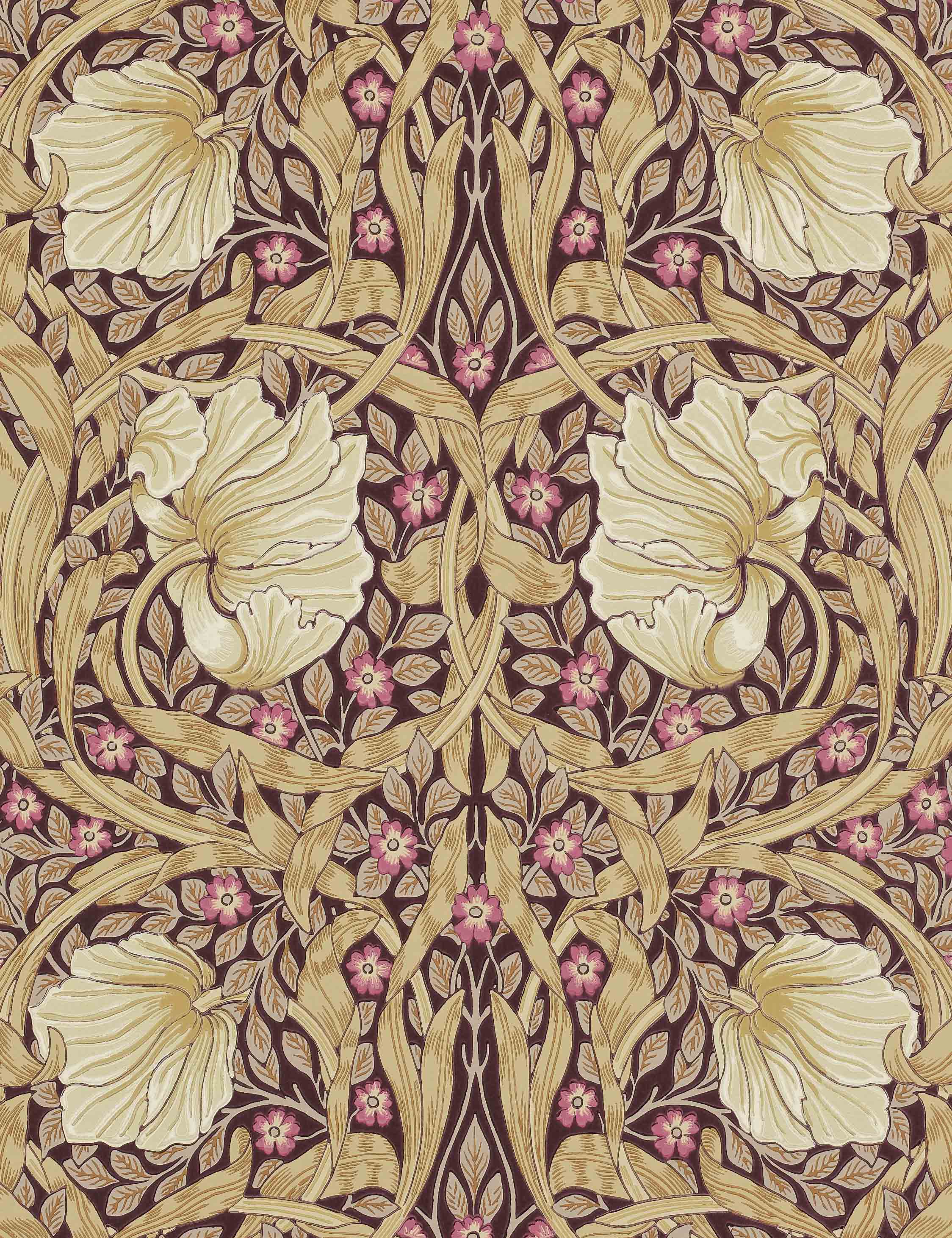 Pimpernel Wallpaper by Morris & Co. Swatch, Wine