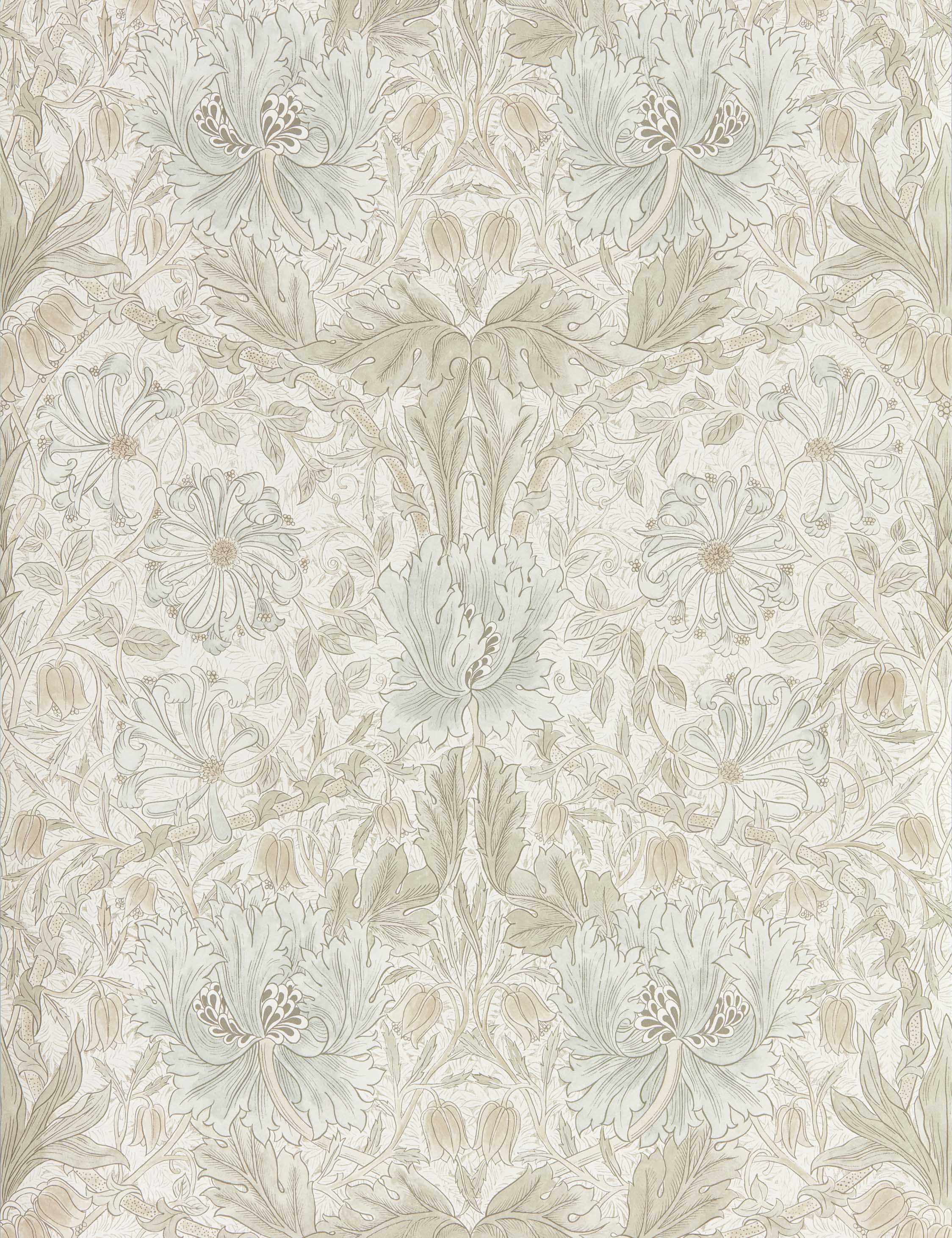 Pure Honeysuckle & Tulip Wallpaper by Morris & Co. Swatch, Linen
