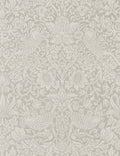 Pure Strawberry Thief Wallpaper by Morris & Co. Swatch, Silver and Stone