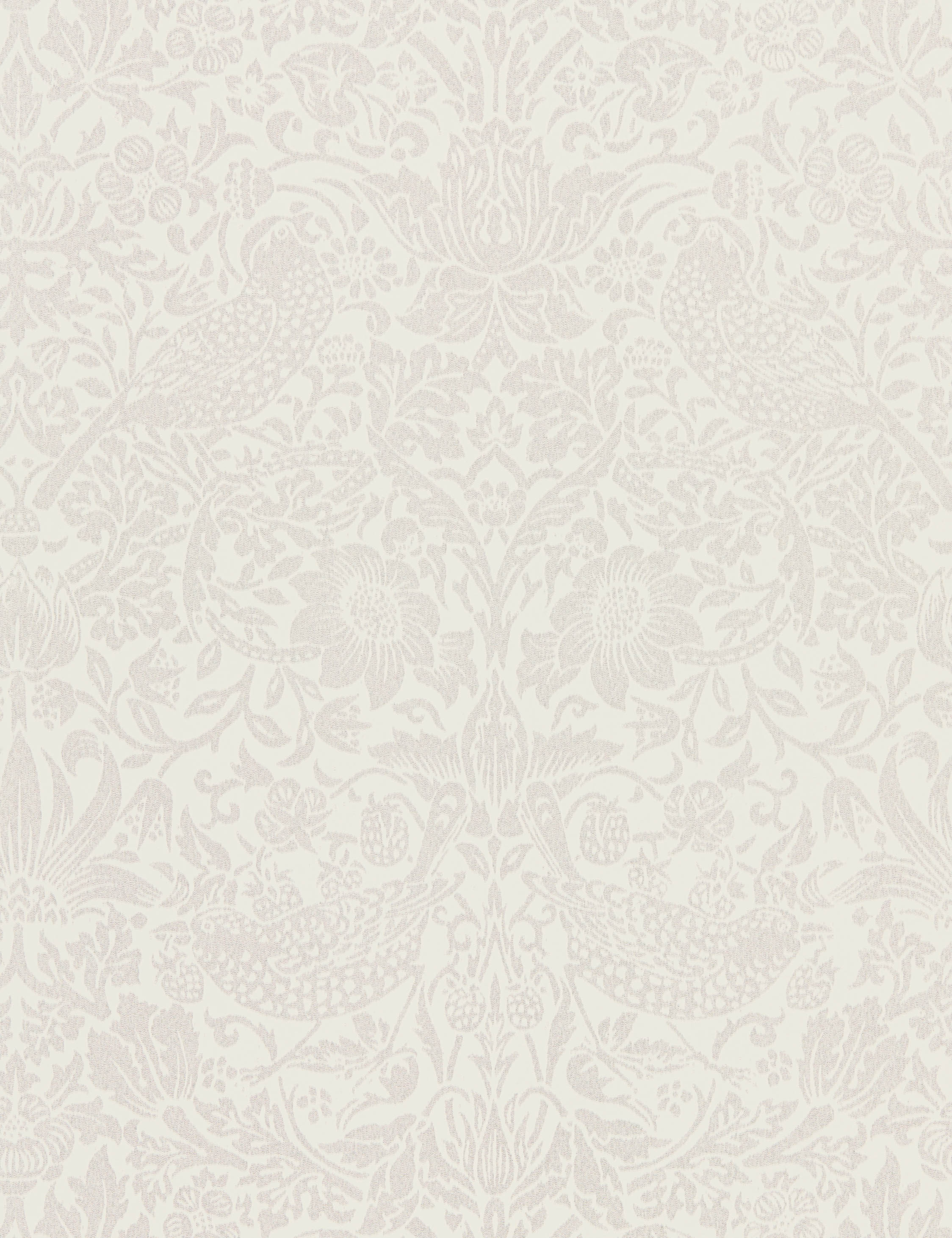 Pure Strawberry Thief Wallpaper by Morris & Co. Swatch, Oyster and Chalk