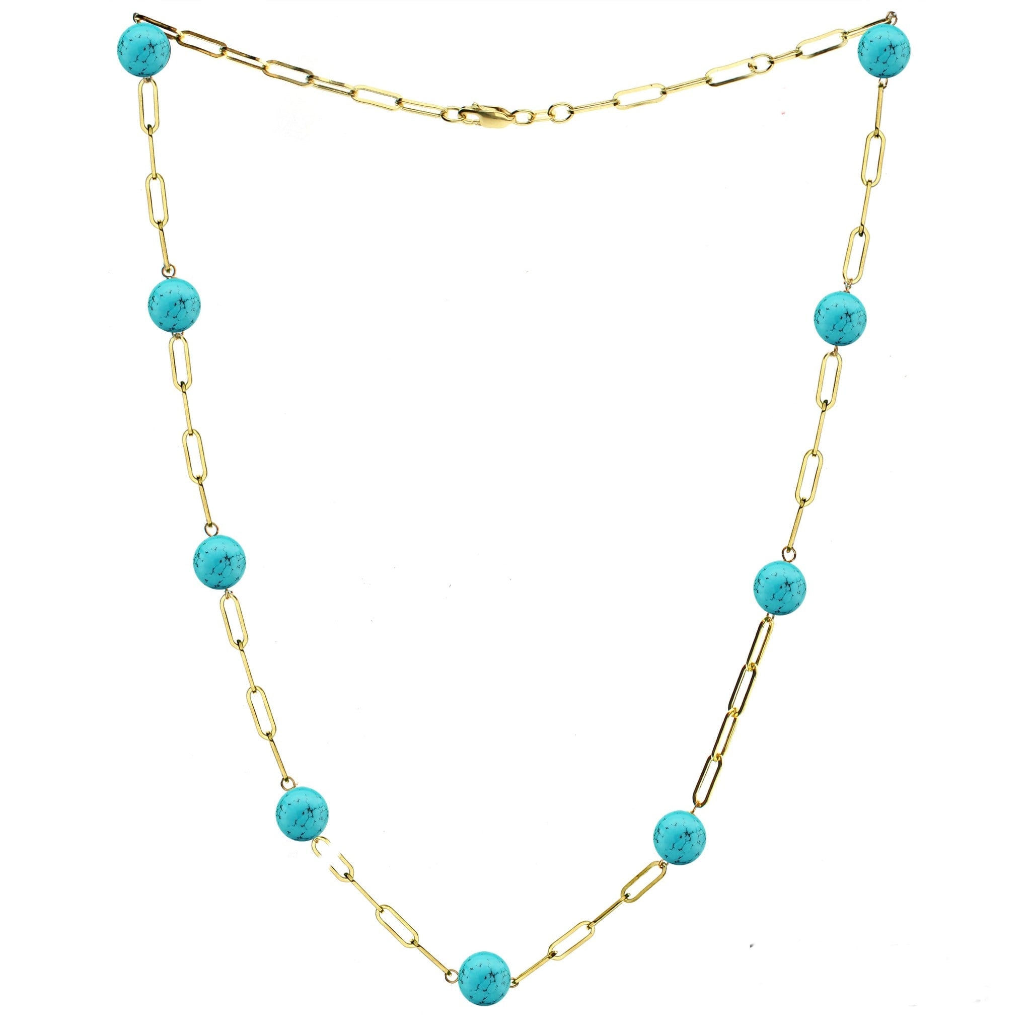 Davonna Gold Over Sterling Silver Paperclip 8Mm Gemstone 18 Necklace With 2 Extender