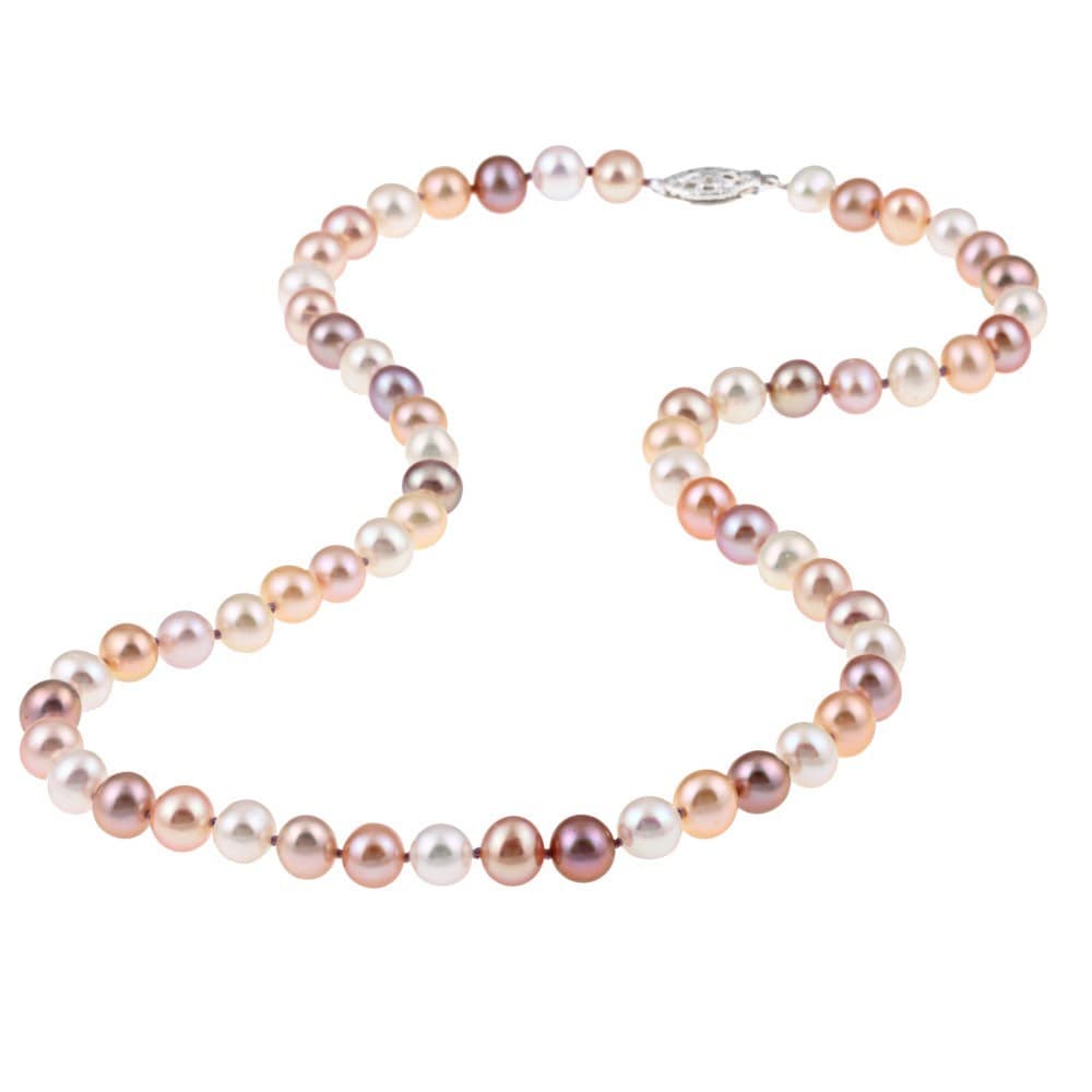 Davonna Sterling Silver 6 7Mm Pink Multi Freshwater Pearl Necklace 16 36 Inches