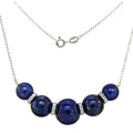 Davonna Sterling Silver Blue Lapis And Cubic Zirconia Chain Necklace 8 12Mm