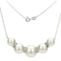 Davonna Sterling Silver White Freshwater Pearl And Cz Chain Necklace 8 12Mm