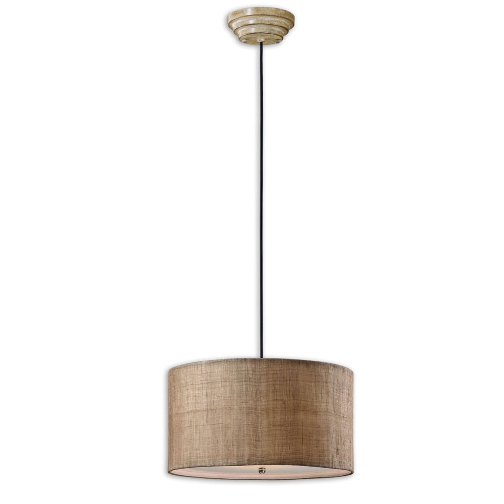 Uttermost Dafina 3 Light Burlap Weave Drum Pendant