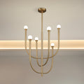 Dahlia 23 Inch 6 Light Brass Chandelier With Opal Glass Shades L 23 X W 23 X H 31.75 X M H 83.75