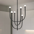 Dahlia 23 Inch 6 Light Plaster Black Chandelier With Opal Glass Shades L 23 X W 23 X H 31.75 X M H 83.75