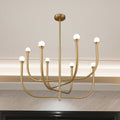 Dahlia 36 Inch 8 Light Brass Chandelier With Opal Glass Shades L 36 X W 36 X H 27 X M H 81