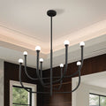Dahlia 36 Inch 8 Light Plaster Black Chandelier With Opal Glass Shades L 36 X W 36 X H 27 X M H 81