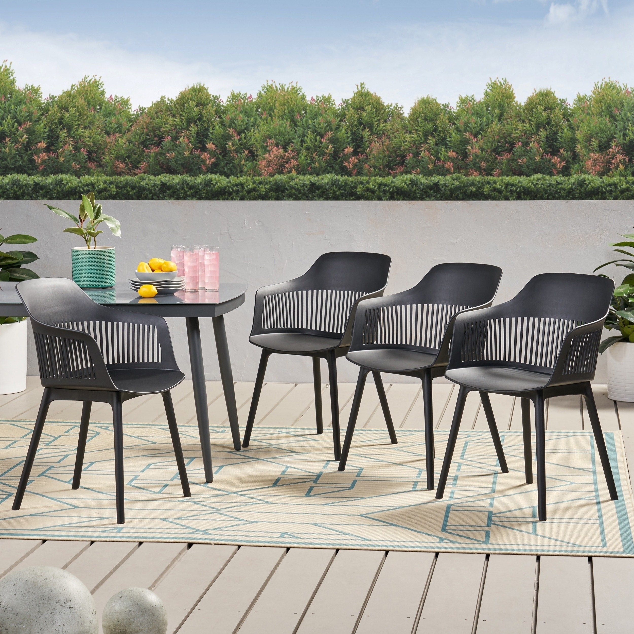 Dahlia Outdoor Modern Dining Chair Set Of 4 By Christopher Knight Home 22.50 W X 21.50 D X 33.00 H