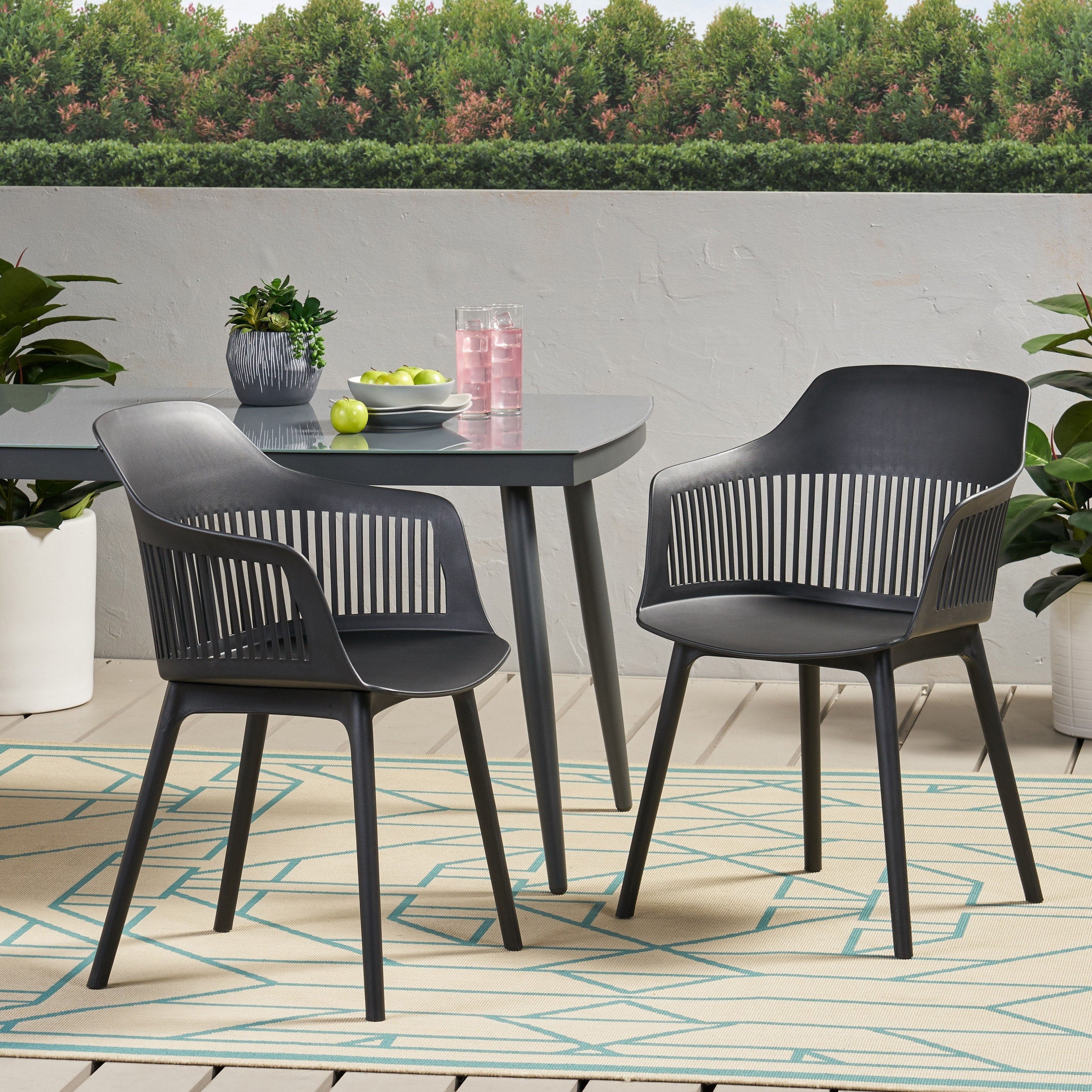 Dahlia Outdoor Modern Dining Chair Set Of 2 By Christopher Knight Home 22.50 W X 21.50 D X 33.00 H