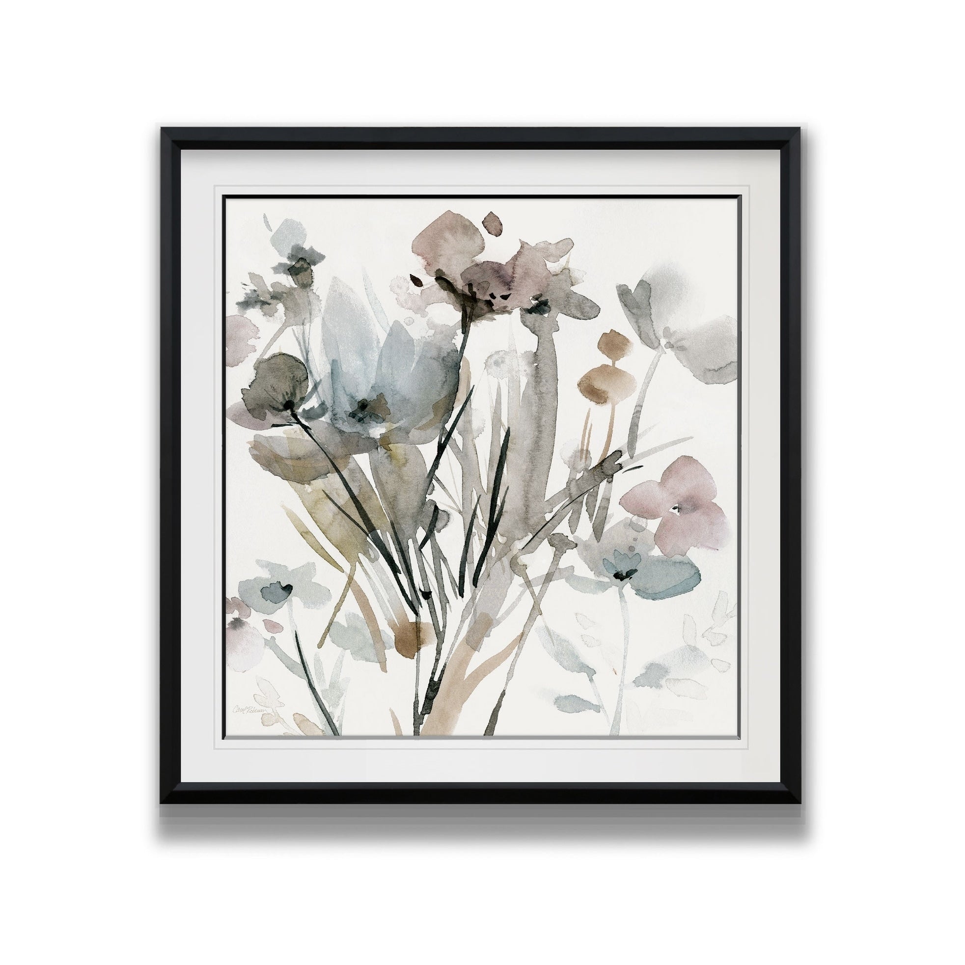 Dainty Blooms I Custom Framed Print Blue White Grey Yellow Green Silver Gold