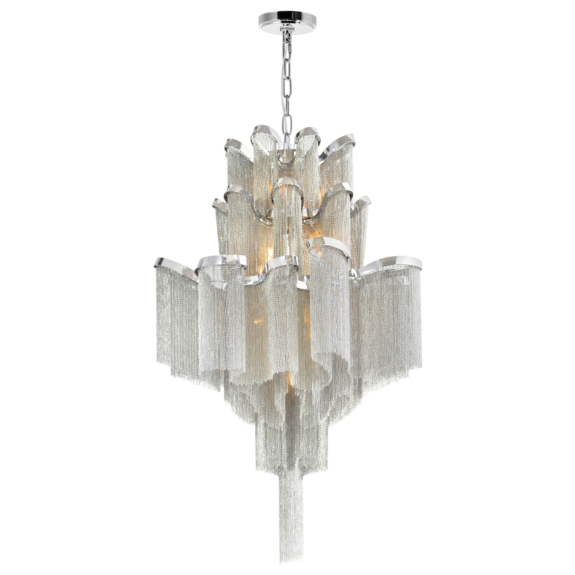 Silver Orchid Bush 16 Light Down Chrome Chandelier