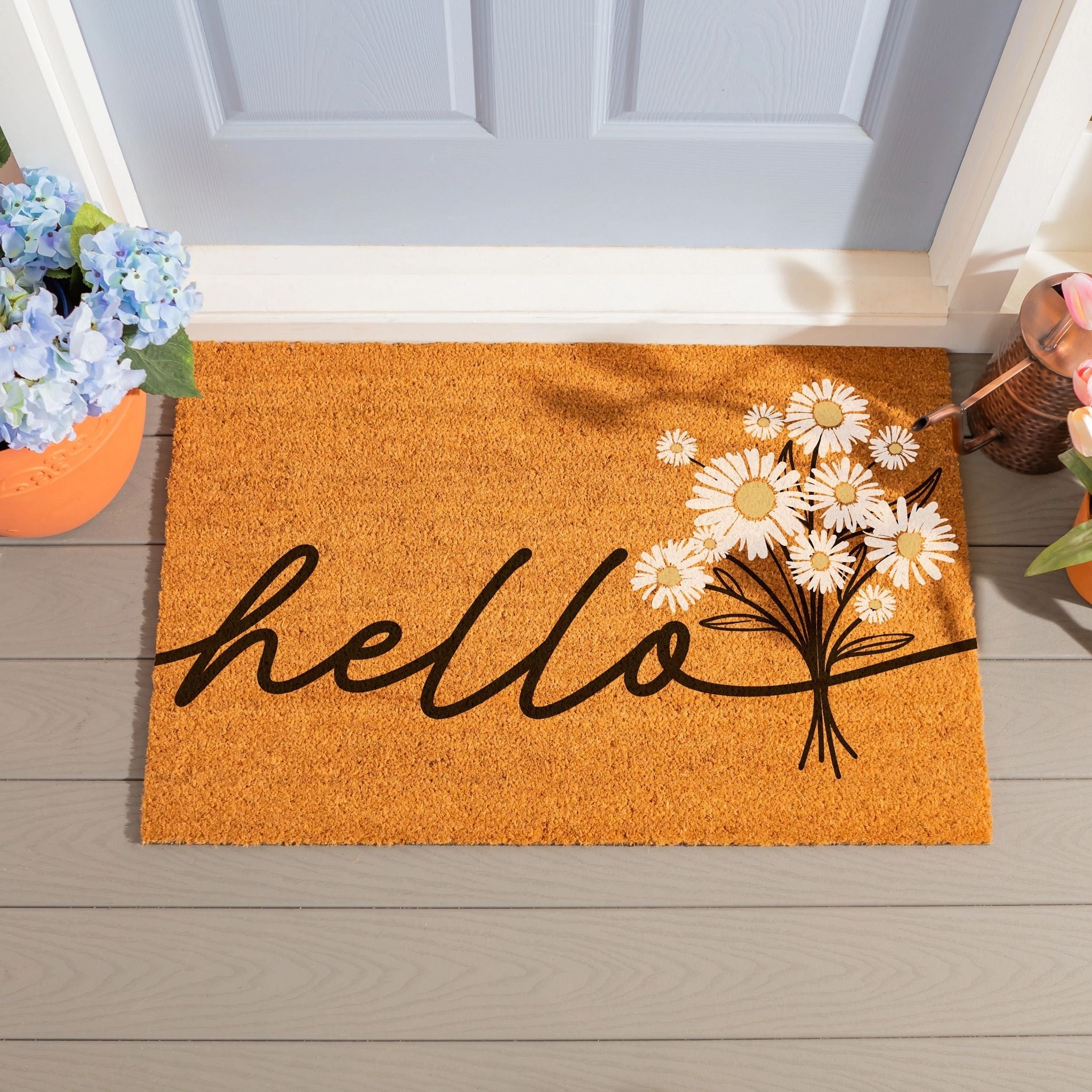 Daisy Bouquet Hello Coir Door Mat 36 X 24 36 X 24