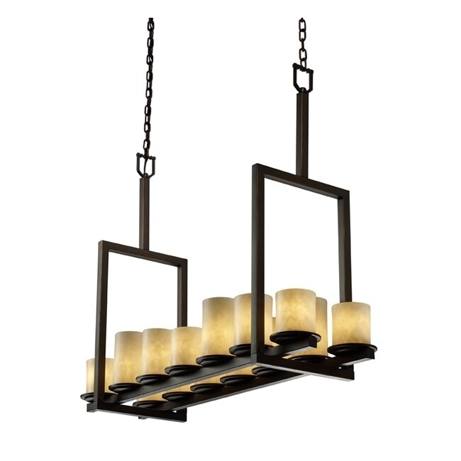 Justice Design Group Clouds Dakota 14 Light Dark Bronze Chandelier Clouds Cylinder Flat Rim Shade