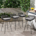 Dale Outdoor Wicker Barstools With Cushions Set Of 4 By Christopher Knight Home