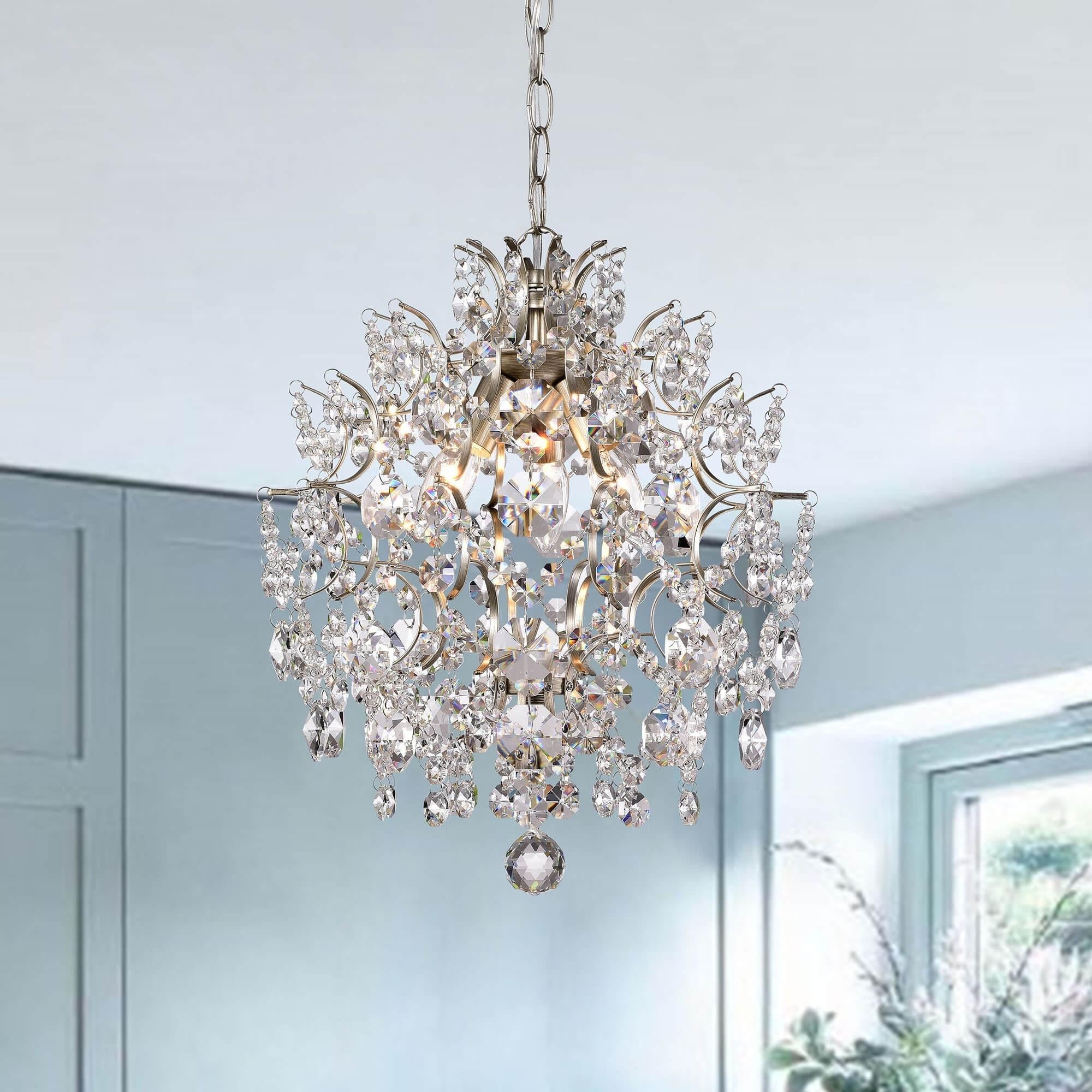 Dalia Indoor 3 Light Brushed Champagne Crystal Chandelier