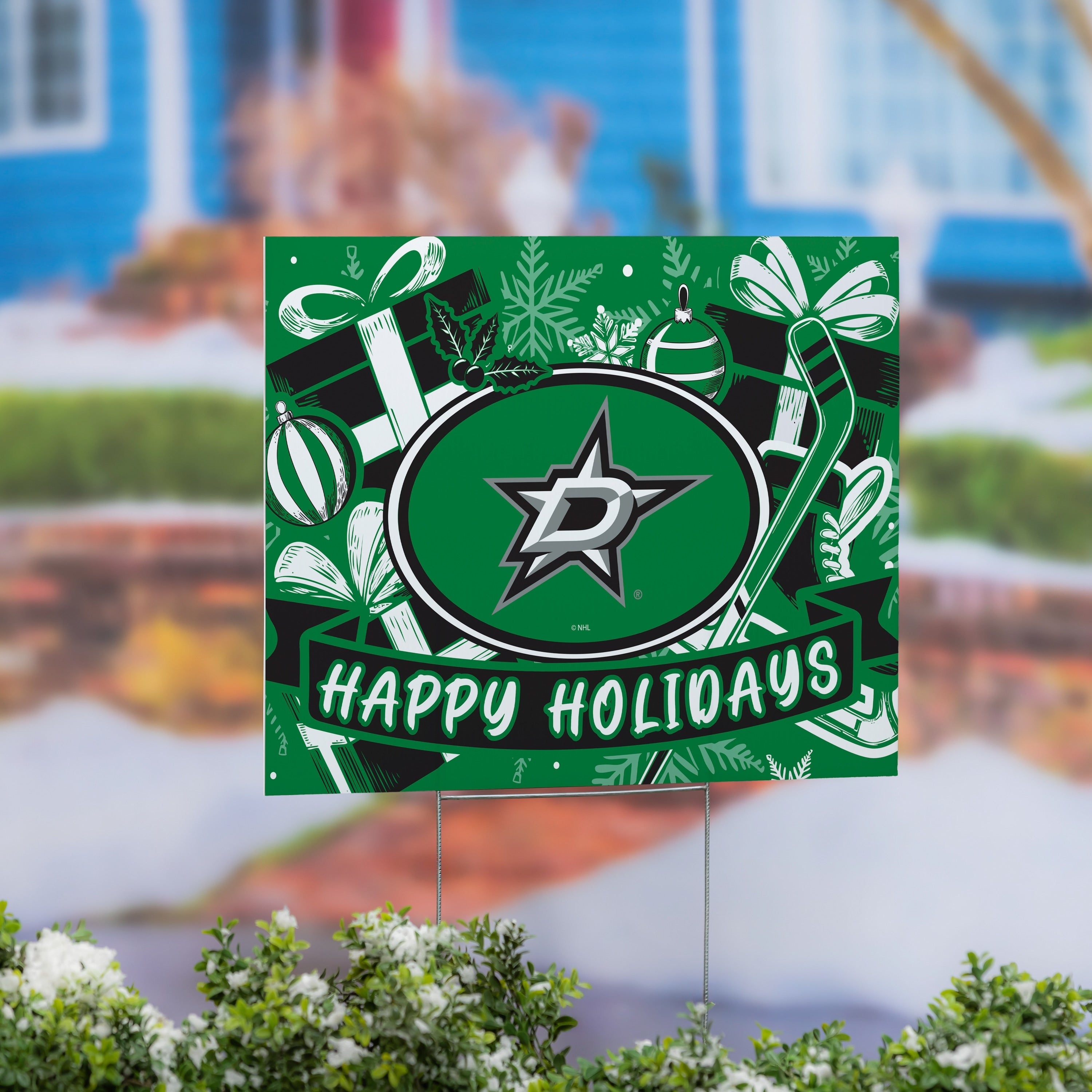Dallas Stars Yard Sign Happy Holidays 24 X 18