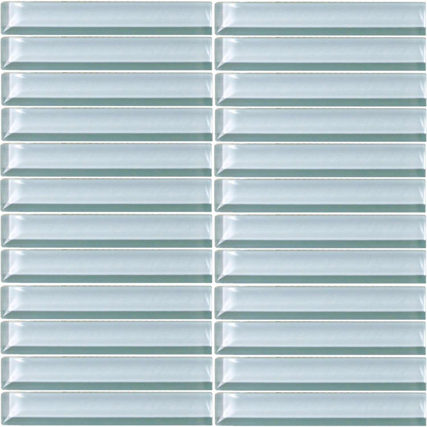 Glass Accent 1X6 Inch Straight Joint Mosaic In Classic Solid Whisper Green 12X12