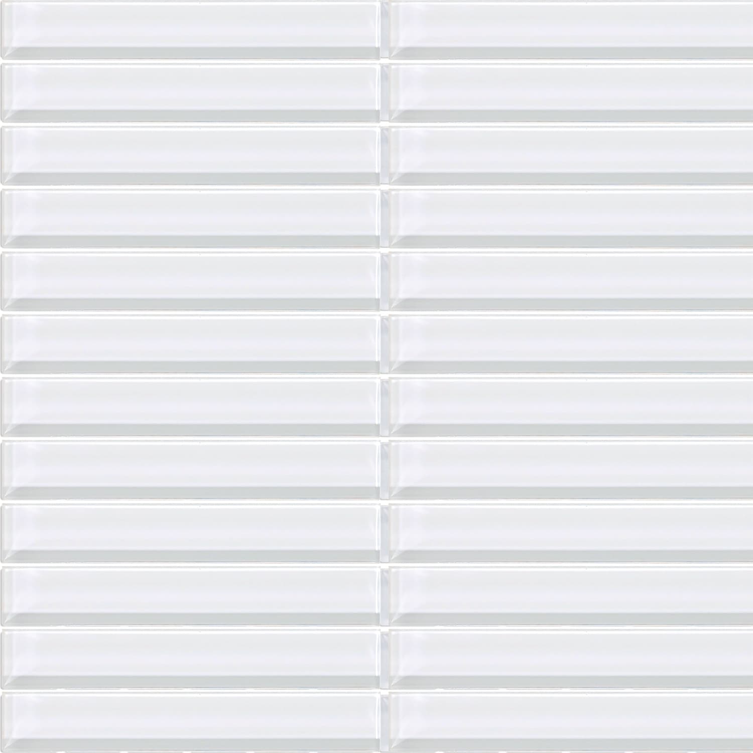 Glass Accent 1X6 Inch Straight Joint Mosaic In Classic Solid Ice White 12X12
