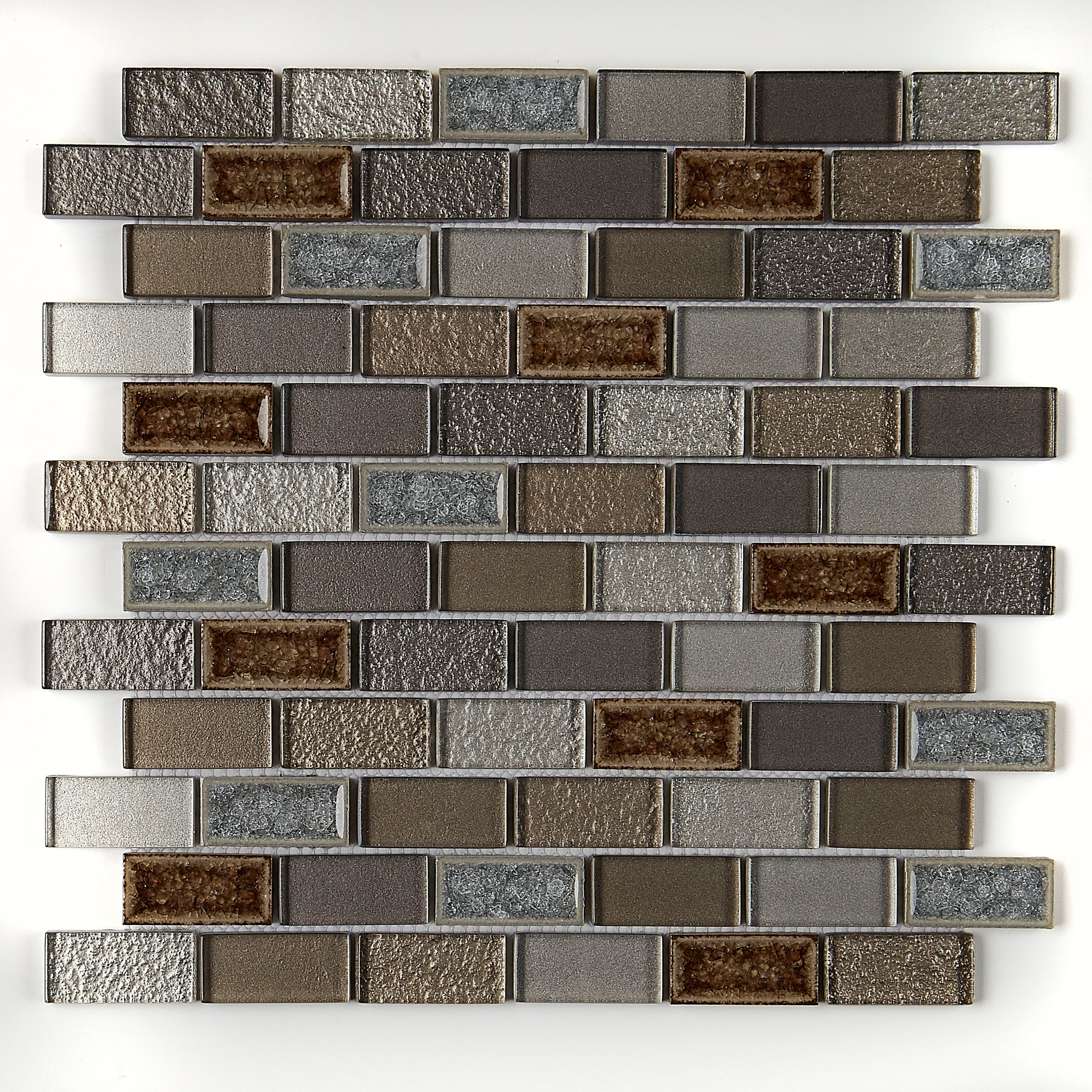 Crystal Shores 2X1 Brickjoint Mosaic Saphire Lagoon 12.75 X 11.75