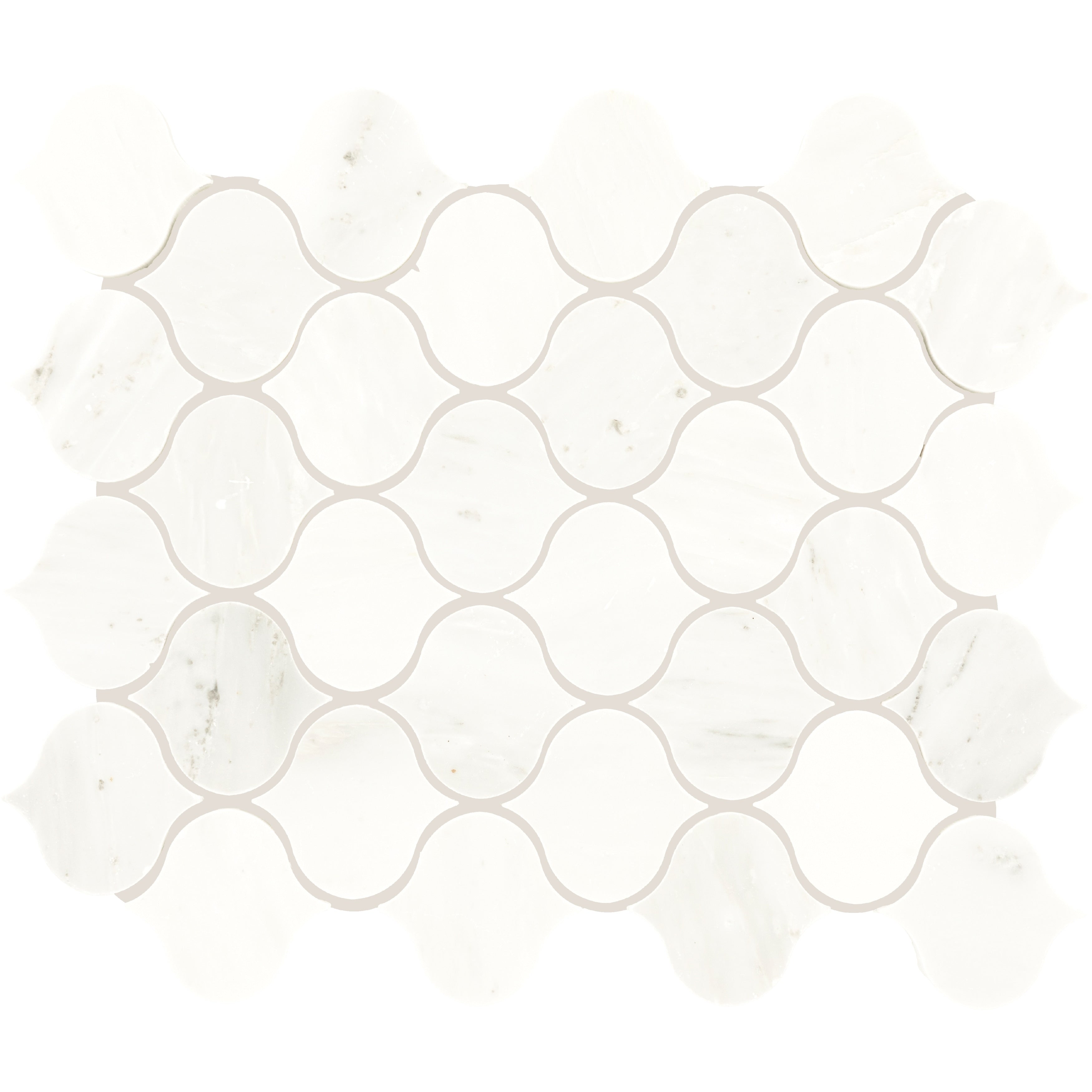 Marble Mosaic 21 2X21 2 Inch Polished Lantern Tile In First Snow Elegance 13X13