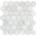 Natural Stone Marble 2 Hex Mosaic Polished Carrara White 13 X 12.75