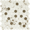 Molten Glass Mosaic 1 Inch Hexagon Mesh Mounted Tile In Alabaster 12X12