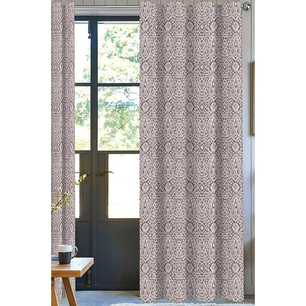 Damask Designer Drapery Panel Set Of 2 Purple 100 Organic Cotton 2In 1 Construction Rod Pocket With Hidden Tab