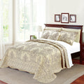 Serenta Damask 5 Piece Embroidery Coverlet Set With 18 Drop Pleated Bedskirt