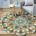 Lr Home Hand Tufted Dazzle Garden Medallion Teal Green Wool Rug 6 X 6