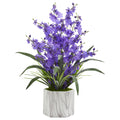 Dancing Lady Orchid Artificial Arrangement In Marble Finished Vase