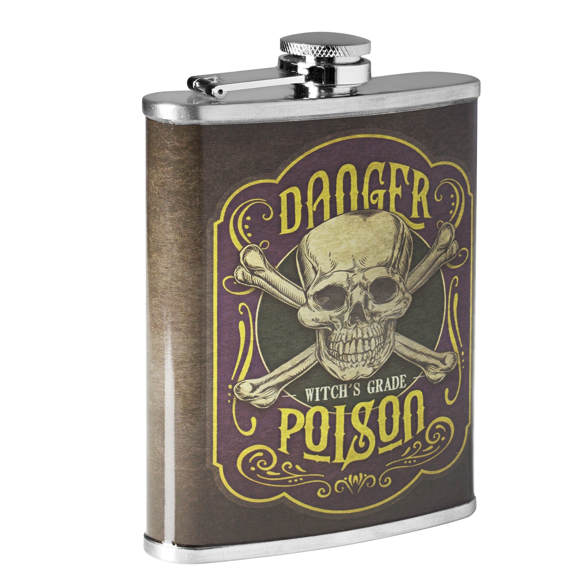 Danger Witchs Grade Poison Stainless Steel 8 Oz Liquor Flask