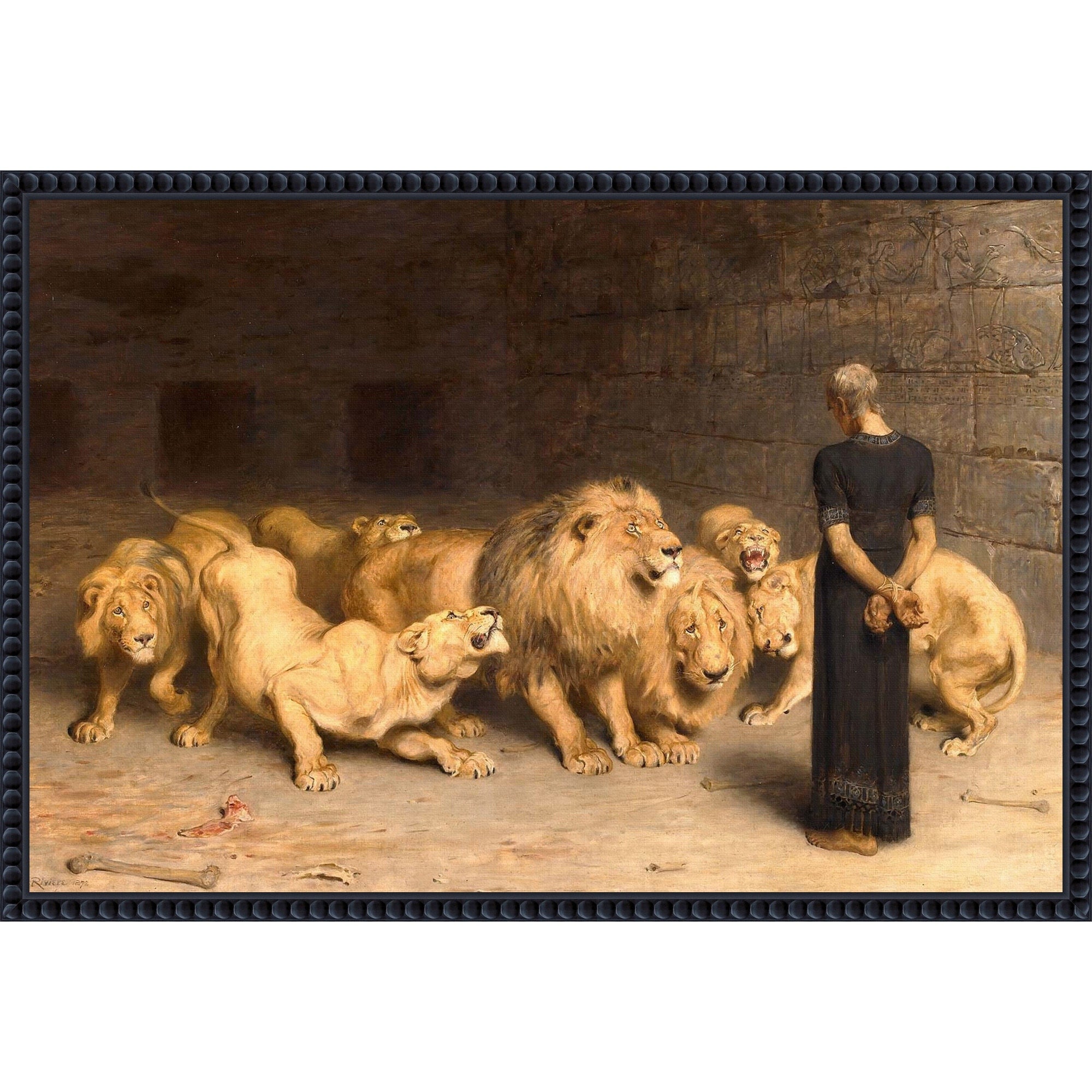 Daniel In The Lions Den 1872 By Briton Riviere Framed Canvas Wall Art Print