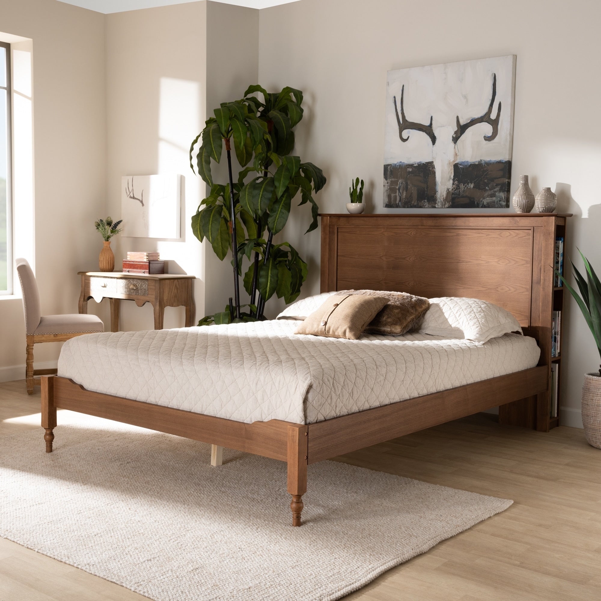 Carbon Loft Dehaney Transitional Rustic Platform Storage Bed With Shelves