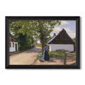Danish Village Street With Woman And Milkman 1880 Hans Andersen Brendekilde Custom Framed Canvas