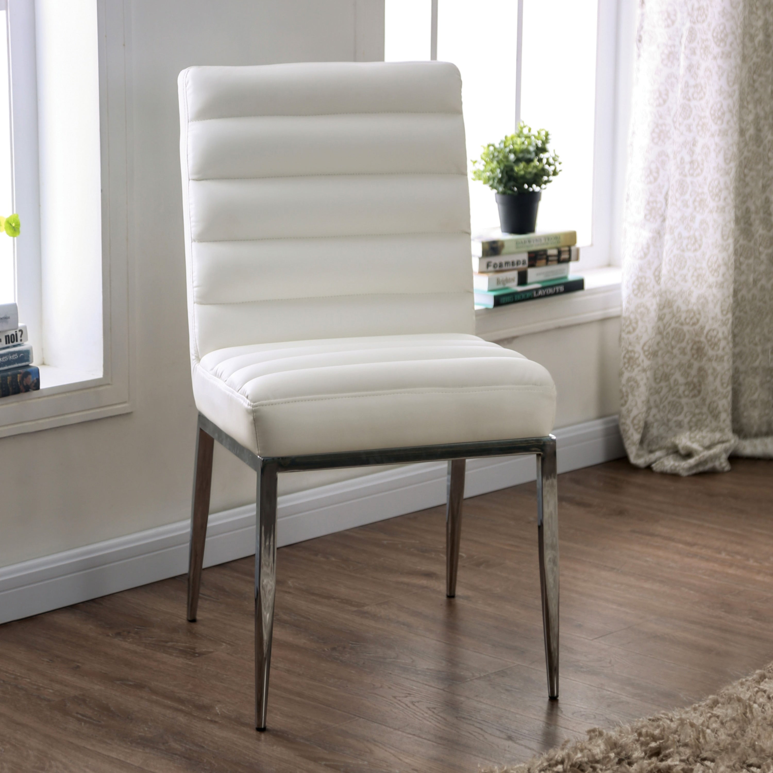 Danneson Contemporary White Side Chairs Set Of 2 By Foa