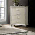 Dantasa Transitional Pearl White 4 Drawer Chest By Foa