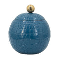 Dany Lidded Pot Crocodile Texture Watertight Base Blue Aluminum 9 Inch