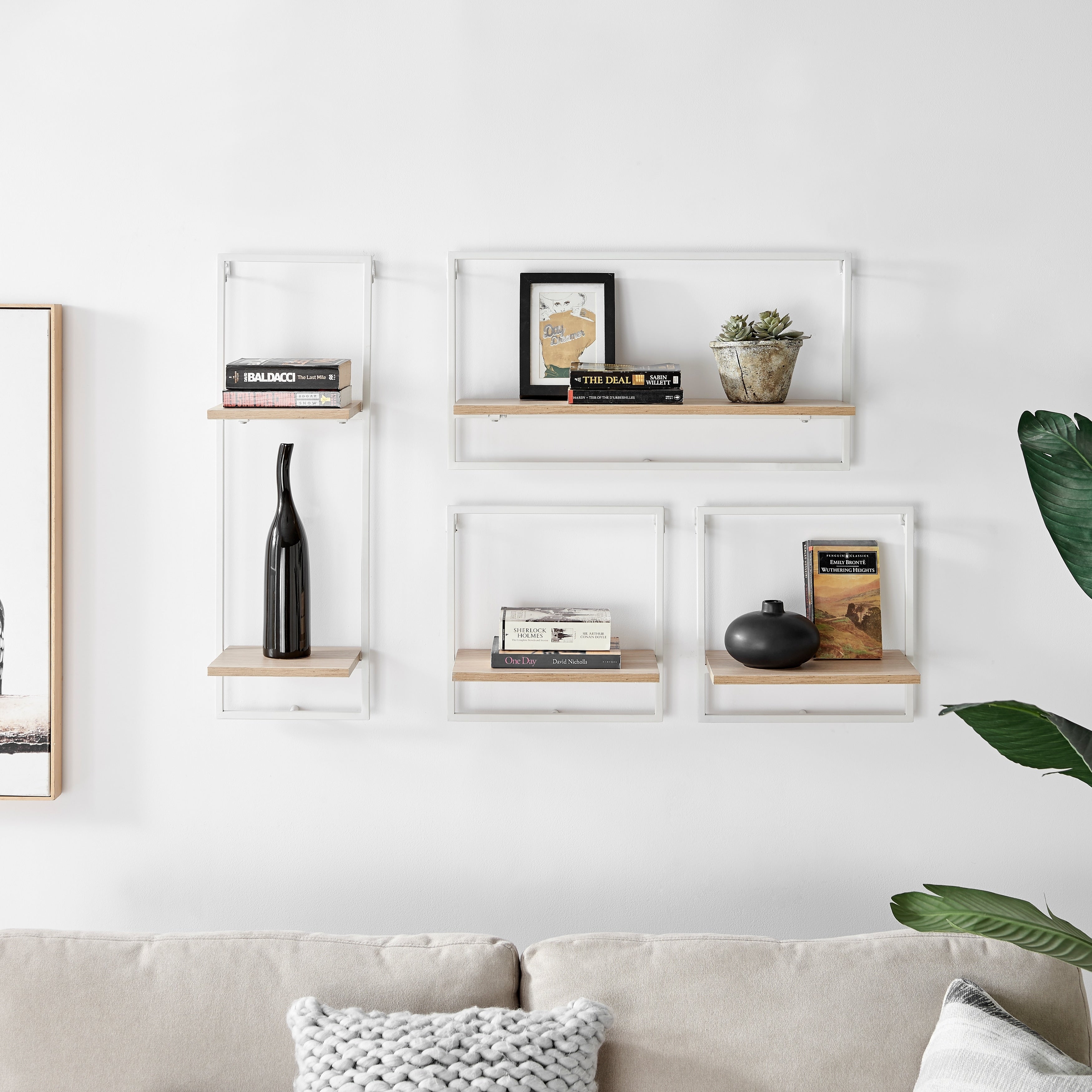 Framed Wall Art 4 Piece Rustic Industrial Shelf Set