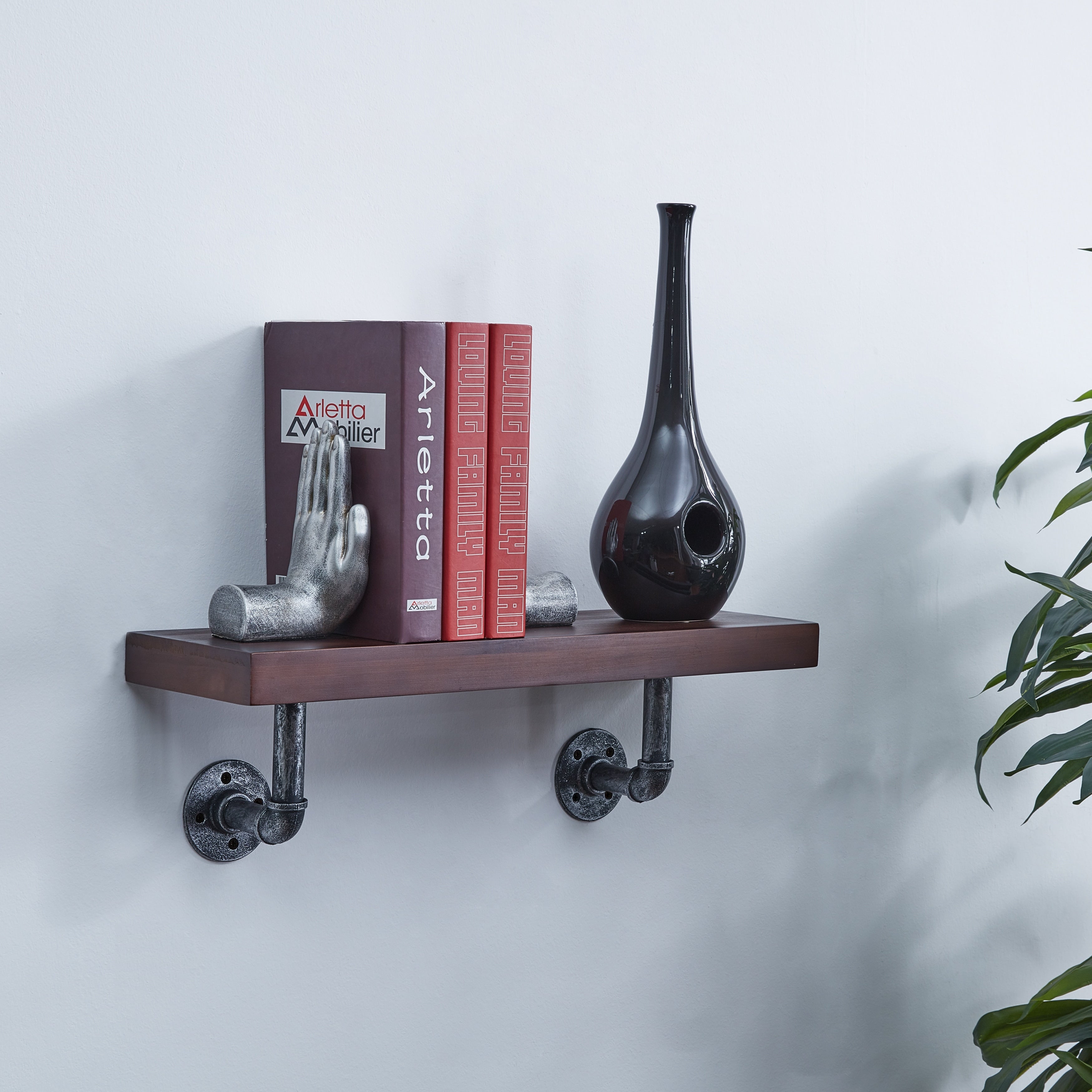 Danya B. 24 X 7 Pipe Industrial Rustic Wall Mount Shelf Ebony