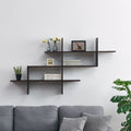 3 Tier Wall Mount Floating Ladder Shelf With Criss Cross Design Walnt