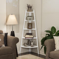 Danya B. White 5 Tier Corner Ladder Display Bookshelf