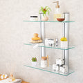 Danya B. Bathroom Shelving Unit Decorative Wall Mount 3 Tier Adjustable Glass Wall Shelves On Aluminum Bars
